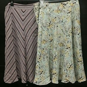 Lot of 2 jones new York 100 % silk  a-line skirt